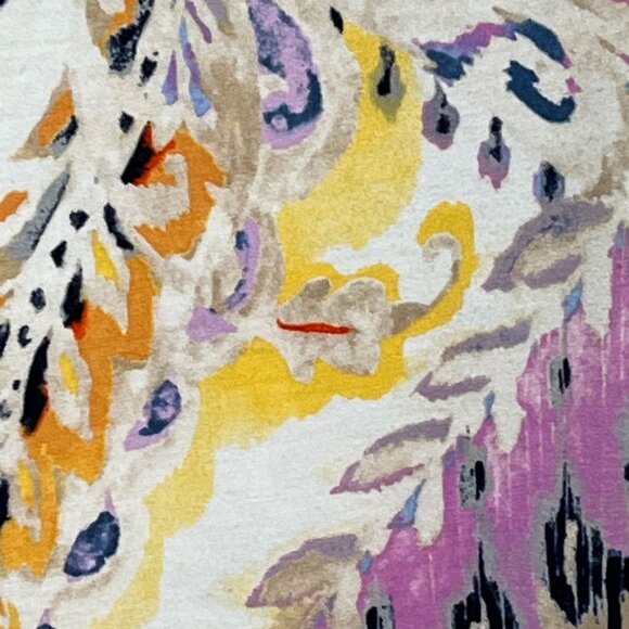 Chicos Abstract Paisley Dress Small Blue Yellow Short Sleeve Stretch - Picture 5 of 11